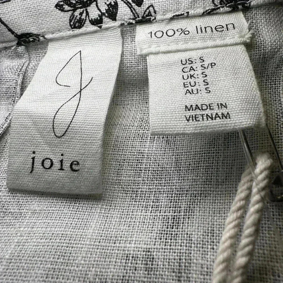 JOIE LINEN BLAZER Grey/White floral print NWT POCKETS SZ S & SZ M notched collar - Picture 7 of 12